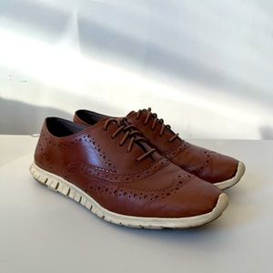 Cole Haan Zerogrand Brown Leather Wingtip Oxford, Women Size 7.5 B